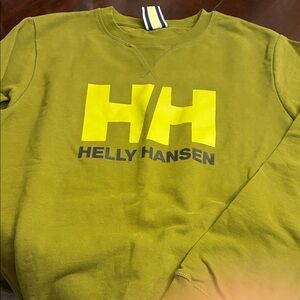 Helly Hansen Olive Yellow Logo Crewneck Sweatshirt
